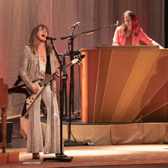 Blush Boutique Light Gold Sequin Bell Bottom Pants - Picture 5 of 10